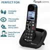 AmpliComms BigTel 1500 Solo Digital Cordless Phone with Amplified Audio - Black