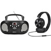 Groov-e Original Boombox Portable CD Player & Radio Black with Stereo Headphone