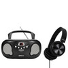 Groov-e Original Boombox Portable CD Player & Radio Black with Stereo Headphone