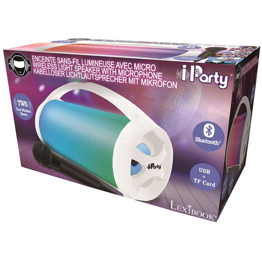 iParty Bluetooth Speakers with Lights & Mic - White