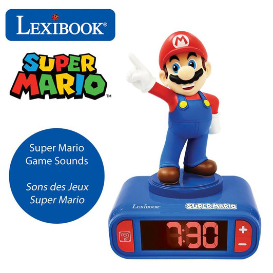 Super Mario Childrens Clock with Night Light