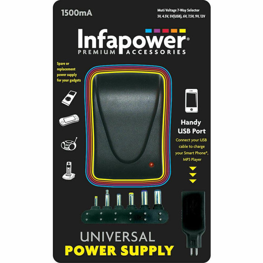 Infapower P003 1500mA 7-Way Universal Power Supply AC/DC Adaptor