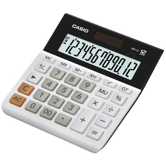 Wide 12 Digit Calculator - White