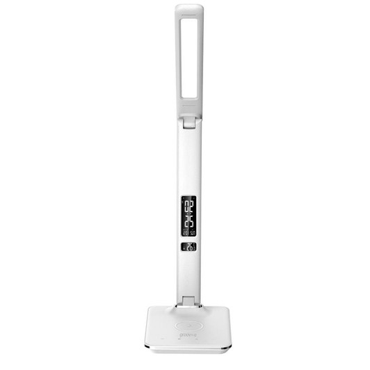 Groov-e GVWC04WE Ares Desk LED Lamp with Wireless Charging Pad & Clock - White