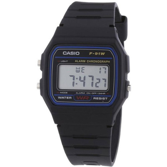 Casio Casual Digital Display Watch with Black Resin Strap│Stopwatch & Microlight