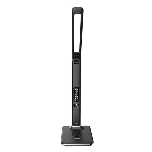 Groov-e Ares Desk LED Lamp with Wireless Charging Pad & Clock - Black