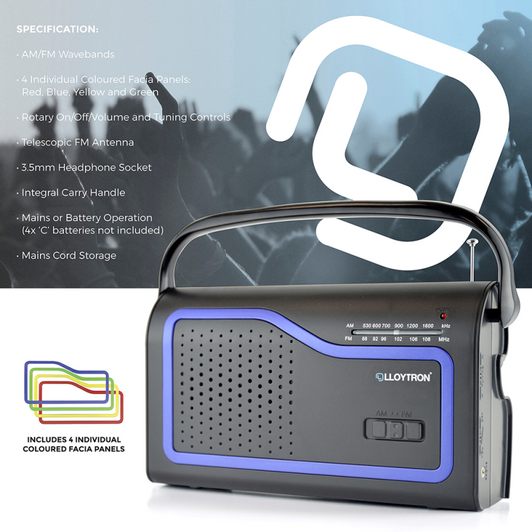 Lloytron 2 Band 'Ibiza' AC/DC Portable Radio - Black