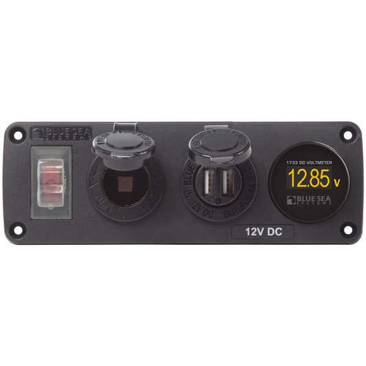Blue Sea Systems 4366 USB Socket- Circuit Breaker & Voltmeter Panel