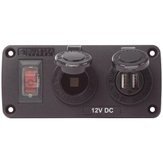 Blue Sea Systems 4363 USB Socket & Circuit Breaker Panel