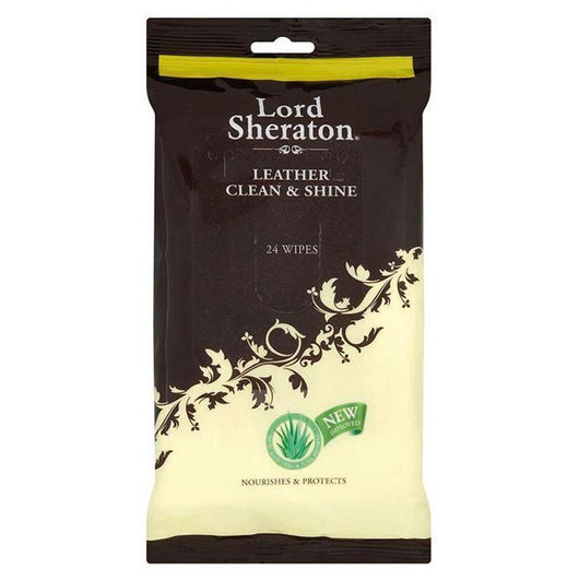 Lord Sheraton Leather Clean and Shine Wipes, (24 Wipes)