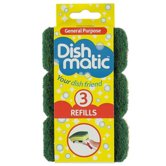 Dishmatic General Purpose Sponge Scourer Refill Heads - Green