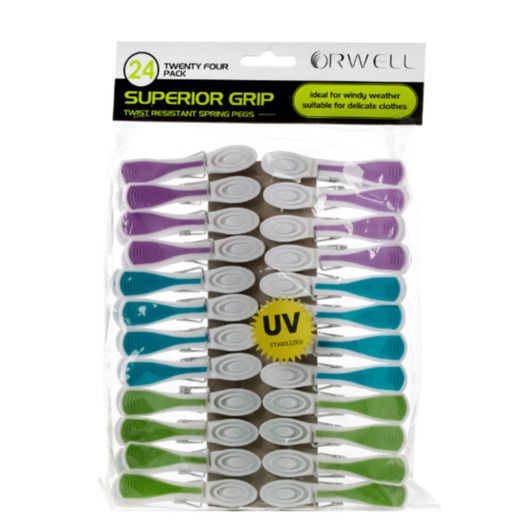 Orwell Euro Grip Extra Strong Plastic Spring Pegs- 20 Pack