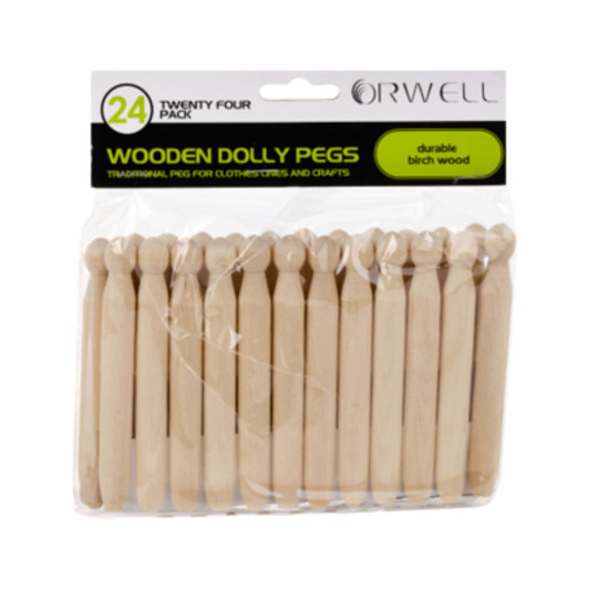 Orwell Wooden High Quality Dolly Pegs- 24 Pack