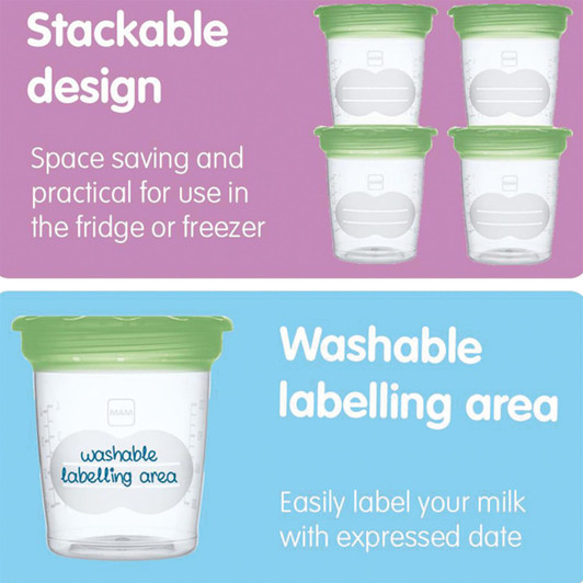 MAM Baby Food Storage Container with Lids Compatible with MAM Breast Pumps 5Pk