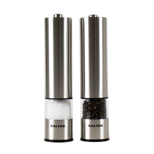 Salter 7522 SSTUR Stainless Steel Electronic Salt & Pepper Mill Set