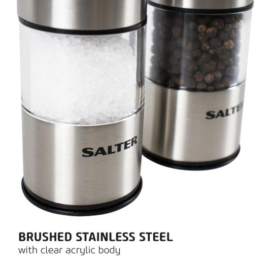 Salter 7522 SSTUR Stainless Steel Electronic Salt & Pepper Mill Set