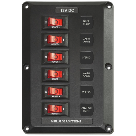 Blue Sea Systems 4352 6 Position Below Deck Circuit Breaker Panel