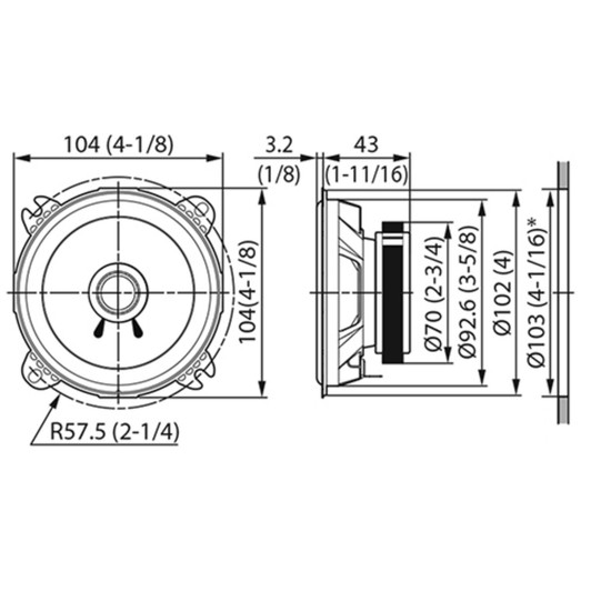 Kenwood KFC-S1056 4" Dual Cone Coaxial Car Door-Shelf Speaker