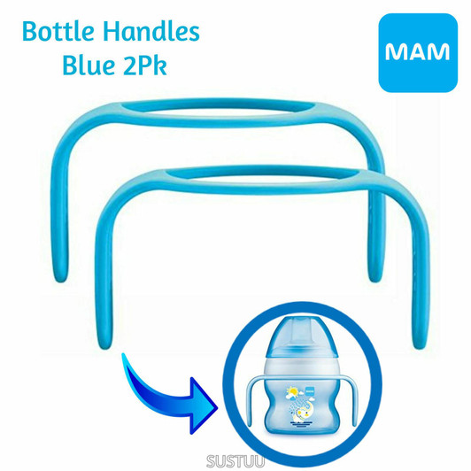 MAM Bottle Handles│Cup Holder│Baby's Fedding Bottle Support│Sky│2Pk│0+m