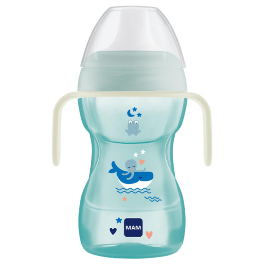 MAM Fun To Drink Cup & Glow with Handles Blue 270ml