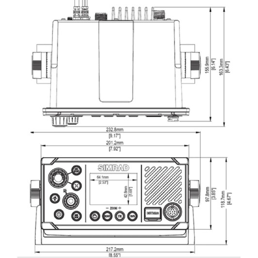 B&G V60 VHF Marine Radio with Built-In Class D DSC & AIS-RX│Integrated GPS│IPx7