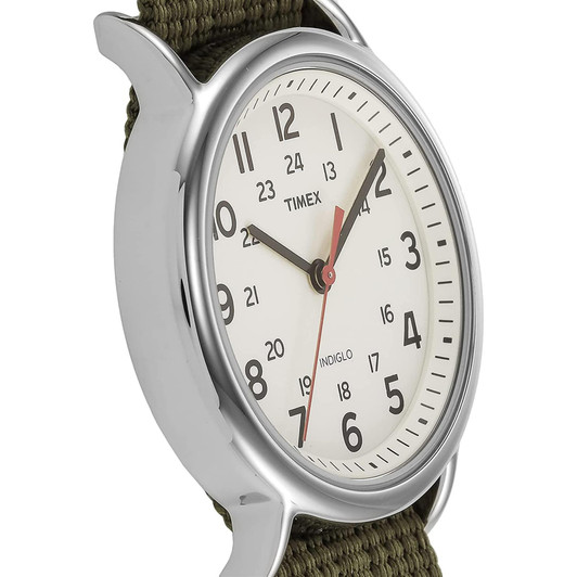 Timex T2N651 Unisex Weekender Watch with Olive Fabric Strap