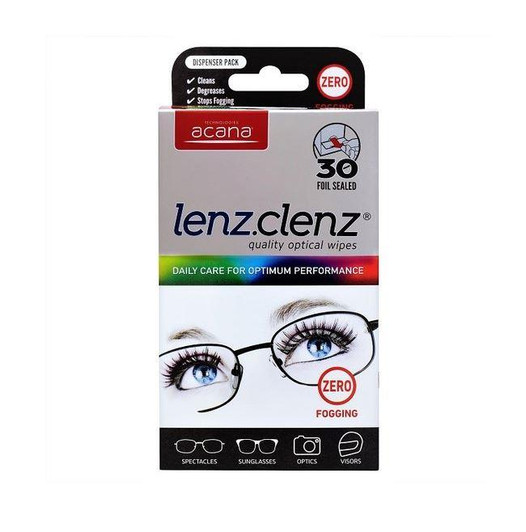 LENZCLENZ Anti Fogging Optical Wipes 30pk (Acana)