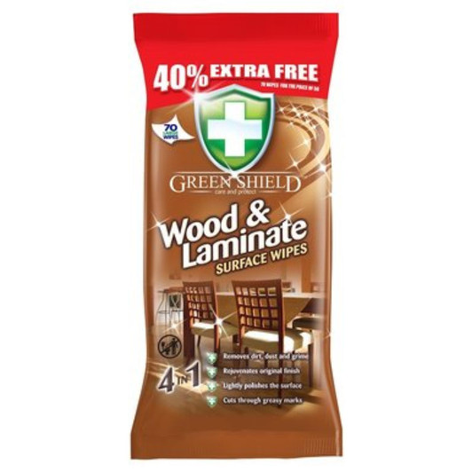 Green Shield Wood & Laminate Wipes, 70 Extra Large Sheets