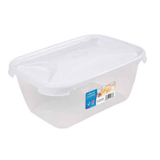 Cuisine 2.0Ltr Rectangular Food Box White Lid