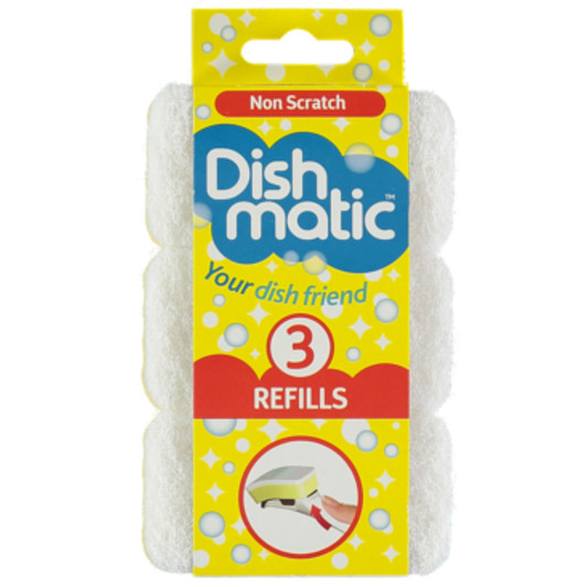 Dishmatic Non Scratch Sponge Scourer Refill Heads - White