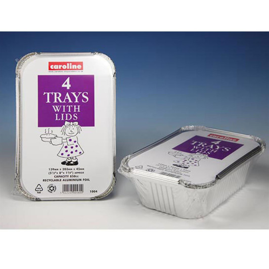 Caroline 4 Foil Trays & Lids 30oz 1004