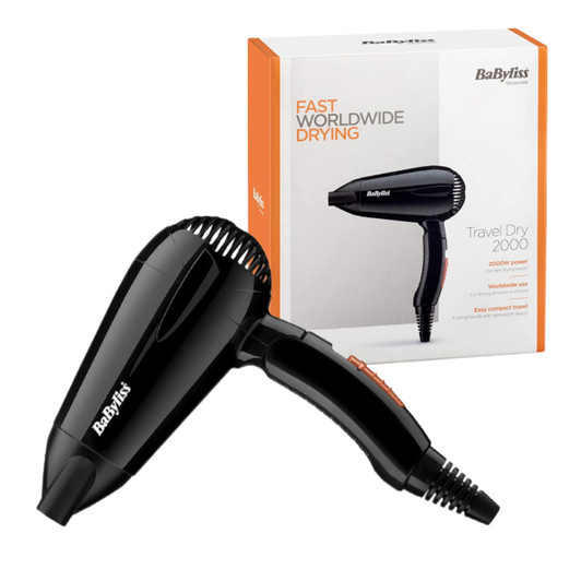 BaByliss Travel 2000 W Hair Dryer - Black