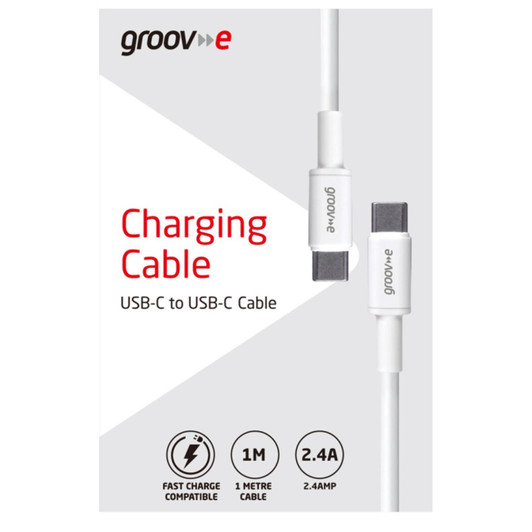Groov-e GVMA021WE USB-C to USB-C Charging Cable 1M - White