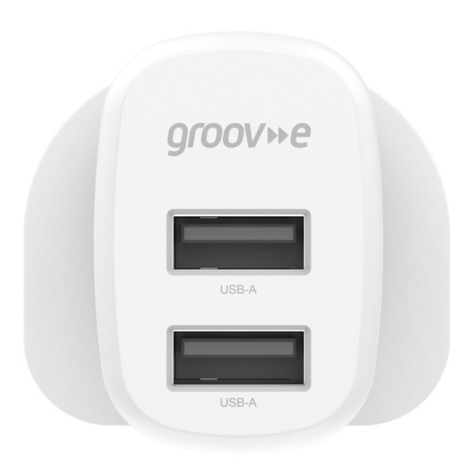 Groov-e GVMA103WE Dual USB-A Mains Charger 12W - White