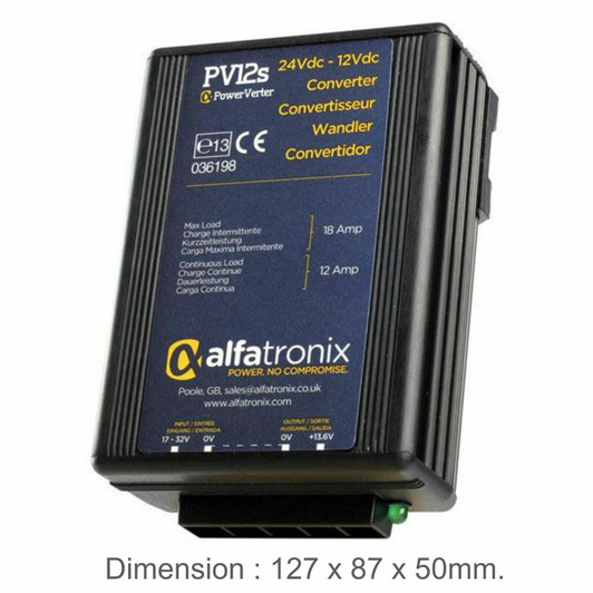 Alfatronix PV12S PowerVerter 24 - 12VDC Voltage Converter│12A - 18A Non-Isolated