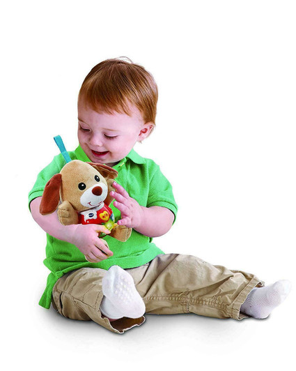 Vtech 502303 Little Singing Puppy Educational Baby, Clip On Cot, Pushchair and Pram, Soothing Soft Interactive Toy, for 3, 6, 12 Months Boys and Girls