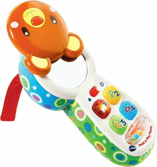 VTech Peek and Play Phone, Kids Mobile Phone Toy, Educational Toy for Sensory Play, Gift for Babies, Suitable for Girls and Boys Aged 3 Months +, Multicolour