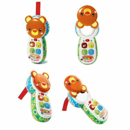 VTech Peek and Play Phone, Kids Mobile Phone Toy, Educational Toy for Sensory Play, Gift for Babies, Suitable for Girls and Boys Aged 3 Months +, Multicolour