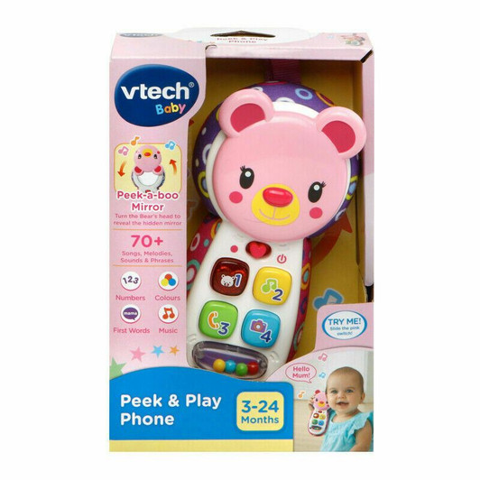 VTech VTC-TOY32 Peek, Kids Mobile Phone, Educational Toy for Sensory Play, Gift for Babies, Suitable for Girls and Boys Aged 3 Months +, Pink
