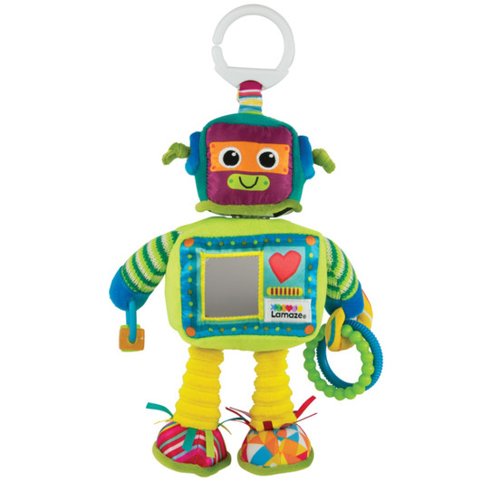 LAMAZE Rusty the Robot, Clip on Pram and Pushchair Newborn Baby Toy, Sensory Toy for Babies Boys and Girls from 0 to 6 Months