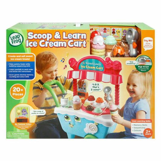 LeapFrog 600703 Scoop & Learn Pretend Toddler Toy for Role Play Food and Magic Ice Cream Scooper Scoop/Learn Cart Set, Various