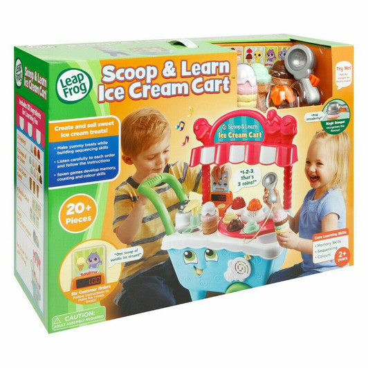 LeapFrog 600703 Scoop & Learn Pretend Toddler Toy for Role Play Food and Magic Ice Cream Scooper Scoop/Learn Cart Set, Various
