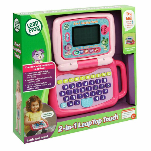 LeapFrog 2 in 1 LeapTop Touch Laptop, Pink, Learning Tablet for Kids with 10 Modes of Play, Kids Laptop with Letters, Numbers, Vocabulary and Animals, Learning Toy Laptop for Kids Ages 2 Years +