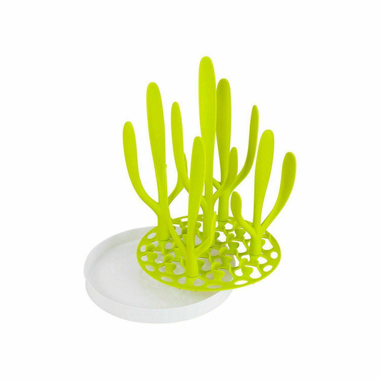 TOMY Boon Sprig Countertop Drying Rack | Stylish Nursery Product to Hold up to 8 Bottles and Sippy Cup Parts| BPA Free, Green