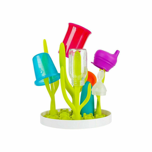 TOMY Boon Sprig Countertop Drying Rack | Stylish Nursery Product to Hold up to 8 Bottles and Sippy Cup Parts| BPA Free, Green