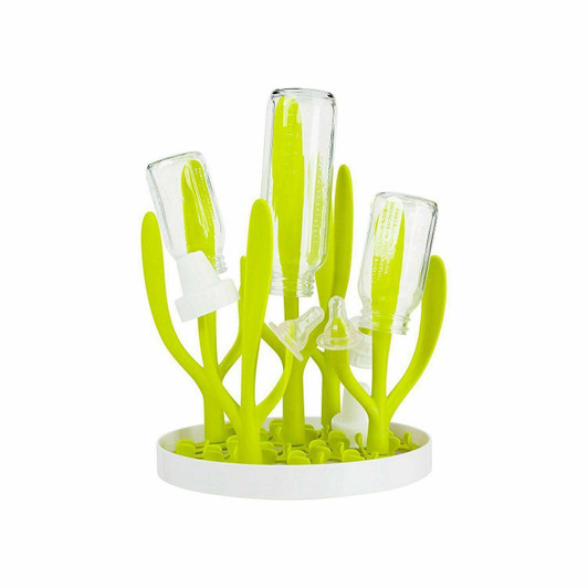 TOMY Boon Sprig Countertop Drying Rack | Stylish Nursery Product to Hold up to 8 Bottles and Sippy Cup Parts| BPA Free, Green