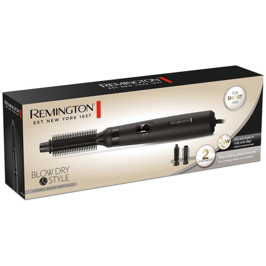 Remington Blow and Dry Caring Air Styler - Hair Dryer, Hot Brush and Hair Curler for Short Hair, 2 Attachments, 400 Watts, AS7100