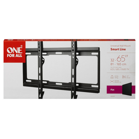 One For All 32-65 Inch Fixed Wall Mount Flat Smart Series TV Bracket│Black