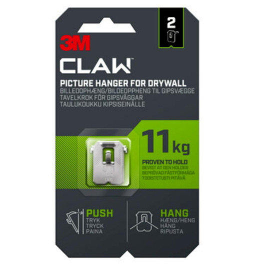 4 x 3M Claw Drywall Picture Hanger│Push & Hang│3PH11-2UKN│Holds 25 Lbs (11kg)