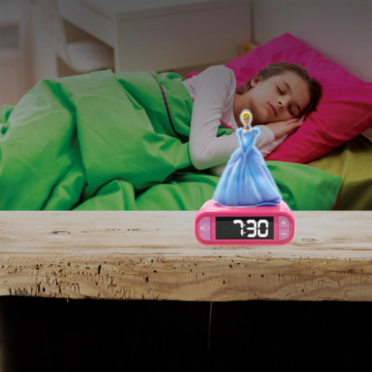 Lexibook RL800DP 3D Disney Princess Childrens Clock with Night Light